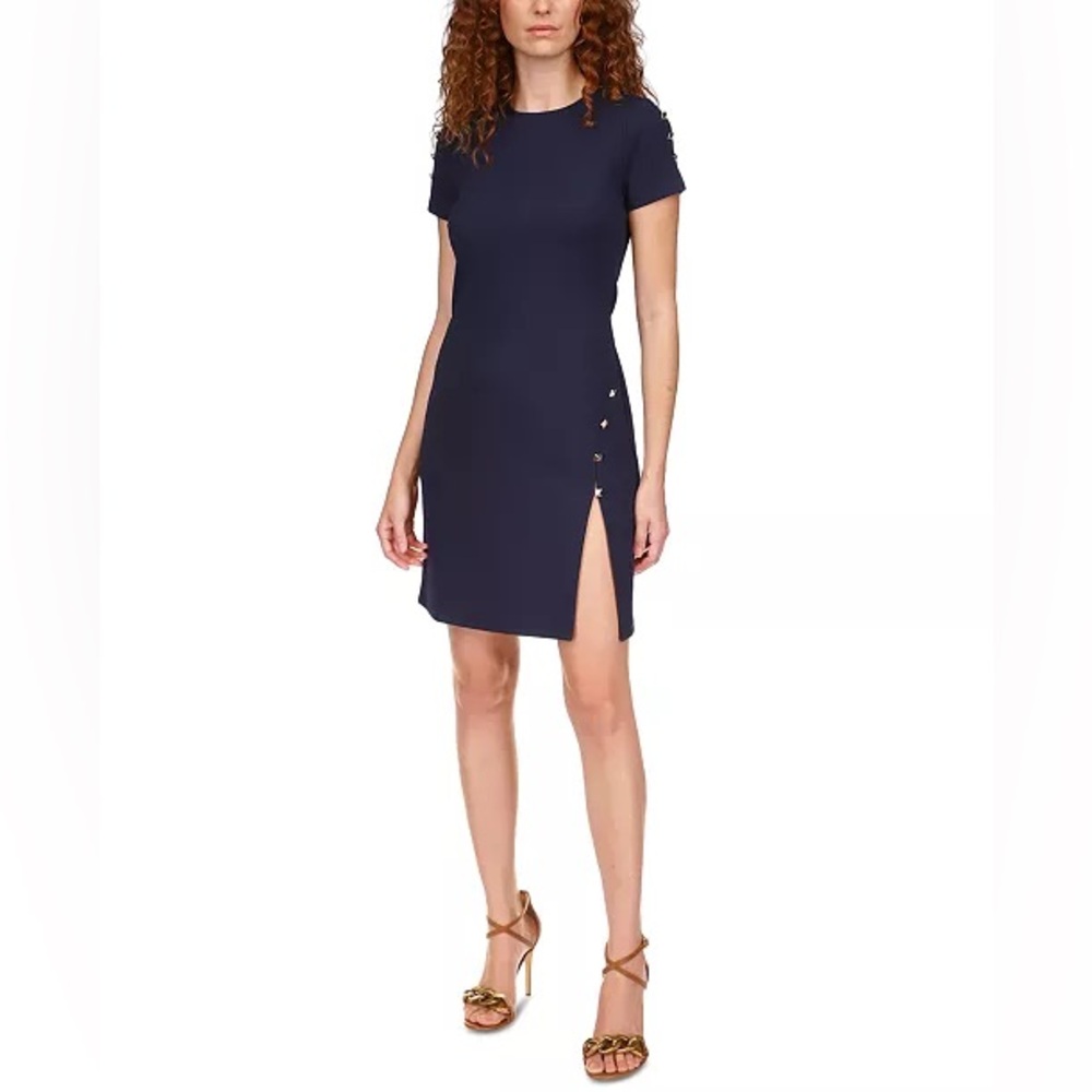 Michael Kors Pyramid-Button Slit Mini Dress. Size:PS